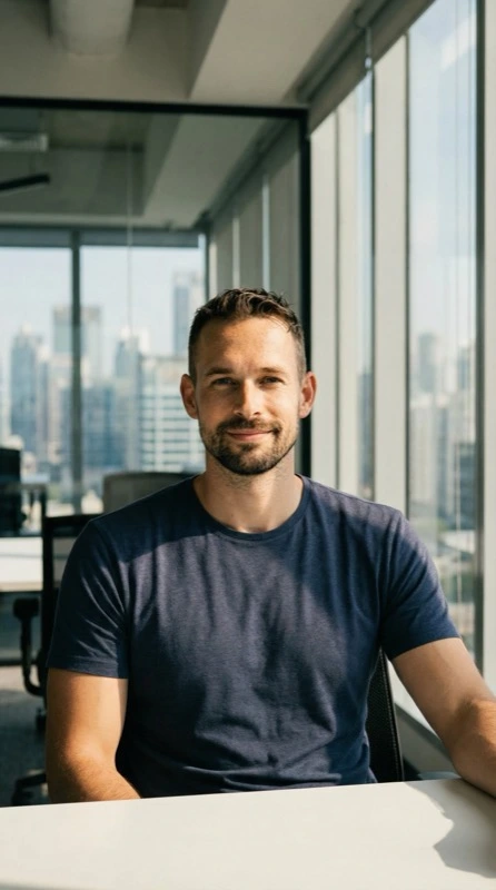 Fotorealistyczne zdjęcie AI — mężczyzna w biurze